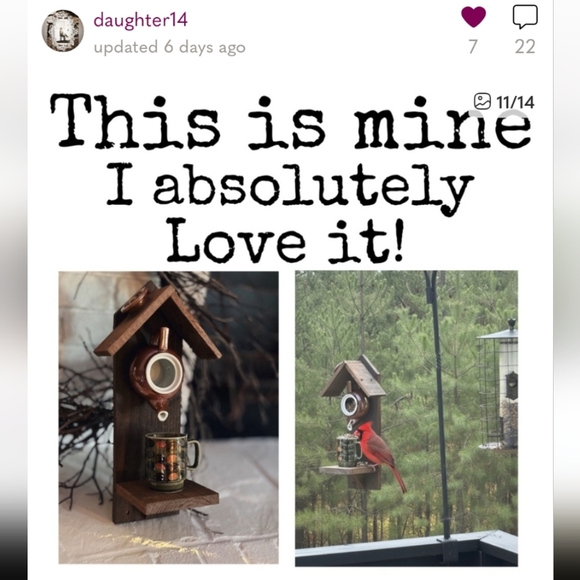 Rustic Teapot Bird Feeder Handmade Lady Luck - Picture 12 of 16